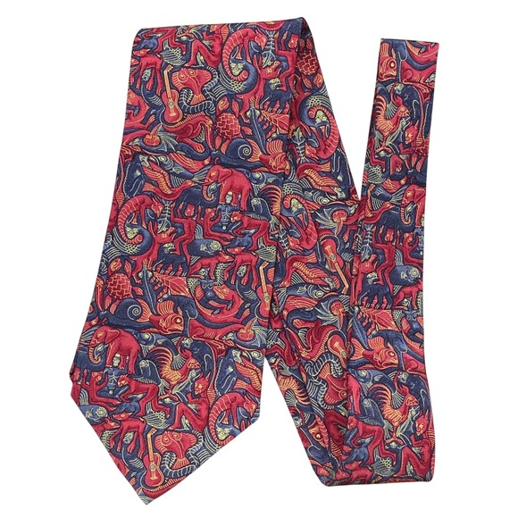 M.C. Escher Other - M.C. Escher Mosaic II Tie Mens Red Silk Italy Lithograph Art Print Vintage